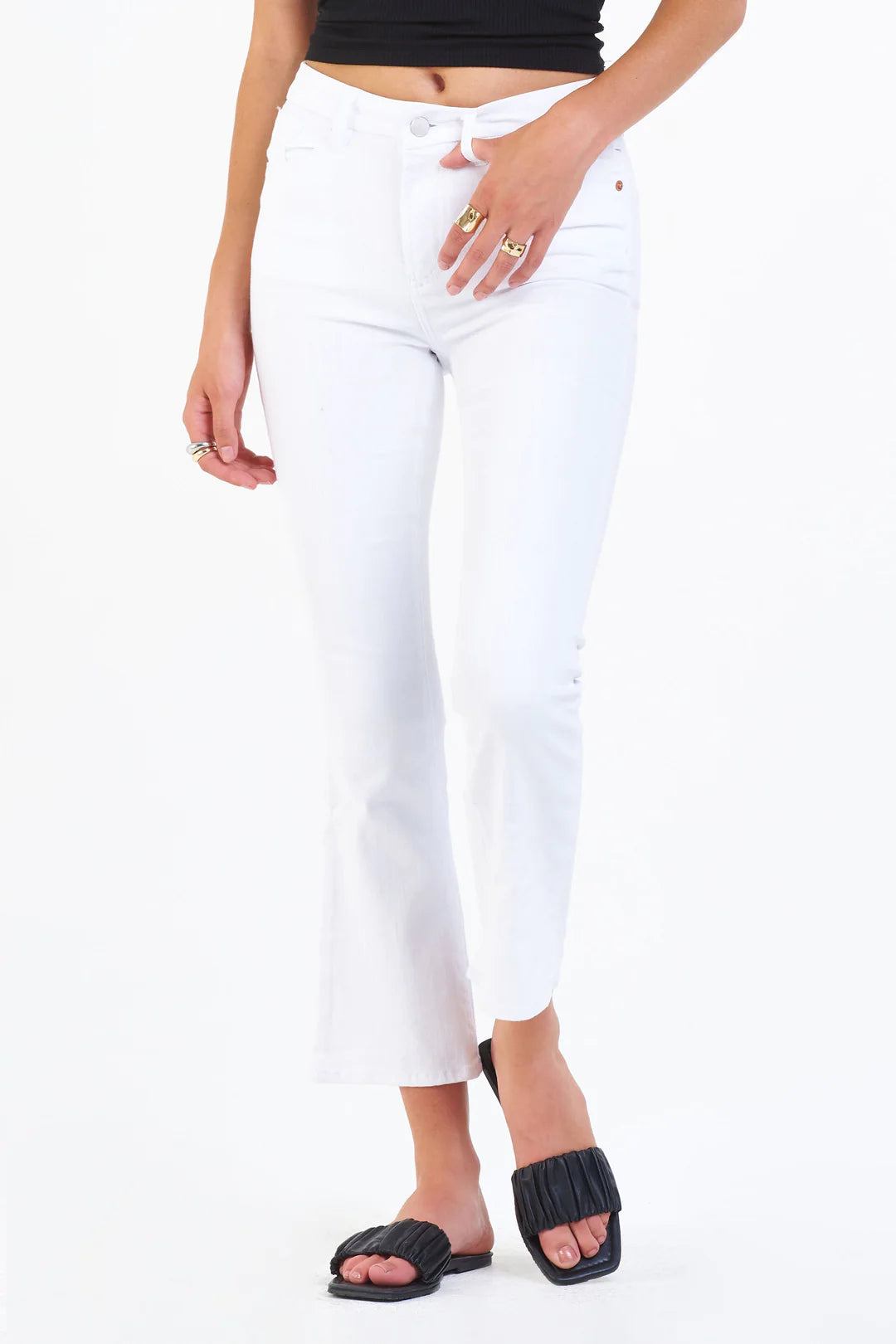 Dear John Jeanne Optic White High Rise Flare