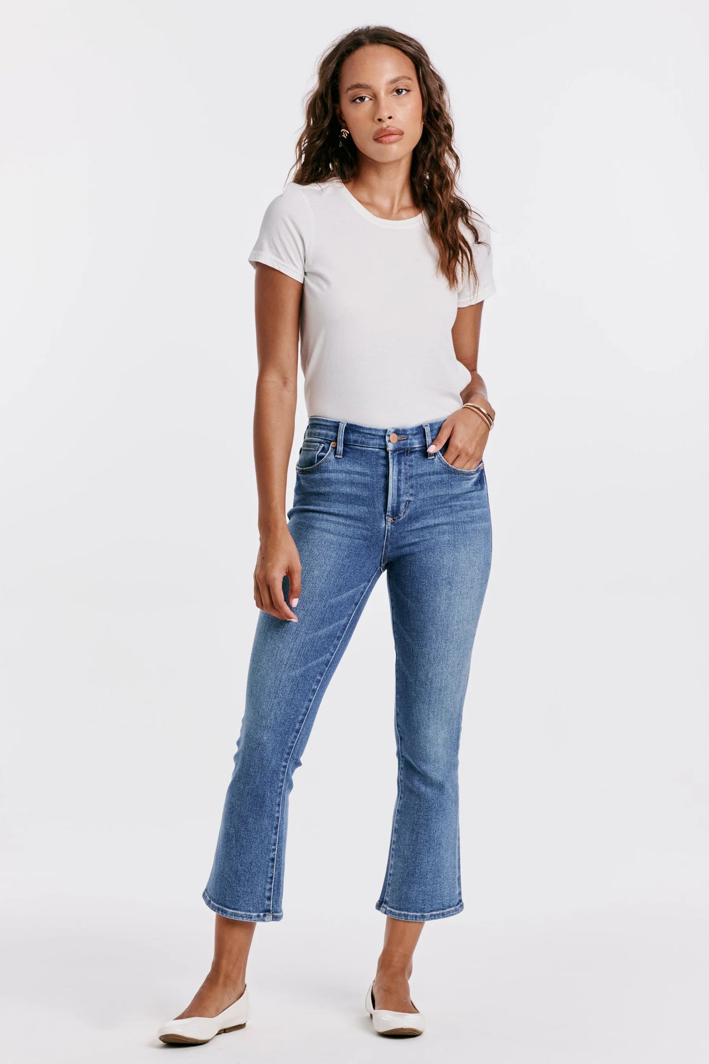 Dear John Jeanne Mid Rise Cropped Flare Jean