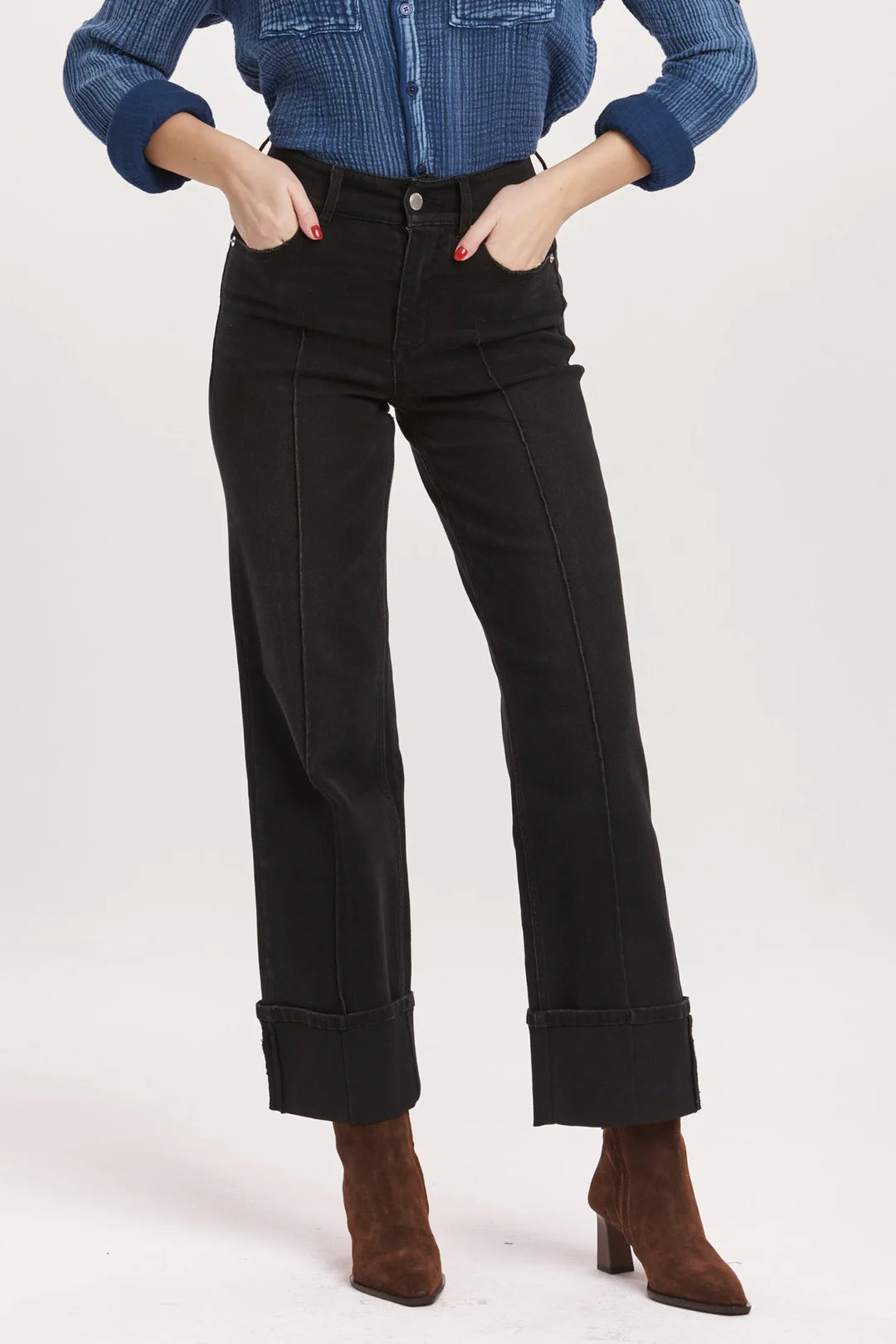 Dear John Holly black Super High Rise wide leg jean