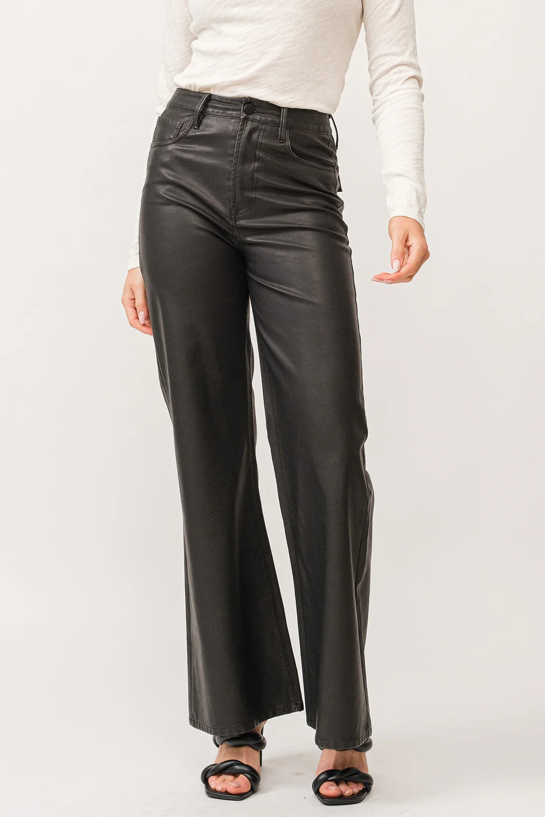 DEAR JOHN FAUX LEATHER FIONA WIDE LEG PANT