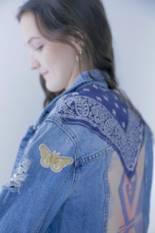 Libby Story Vintage Fabric Denim Jacket