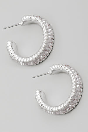 Intricate Faceted Bead Metallic Hoop Earrings