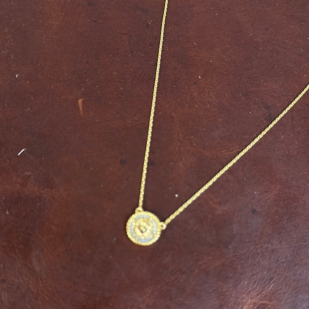 LUXE TINY CIRCLED SUN CHARM NECKLACE