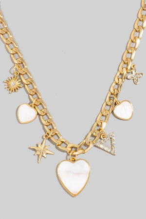 Shell Hearts And Stars Charms Chain Necklace