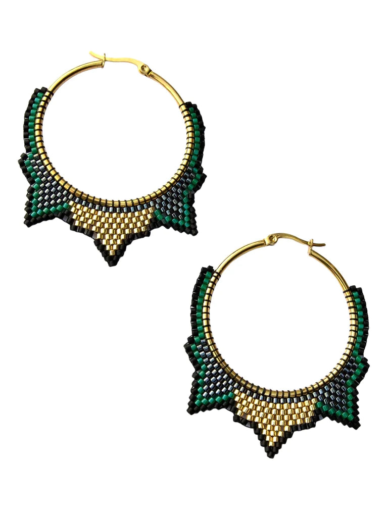 Farrah B BAGBY Beaded Hoop Earring