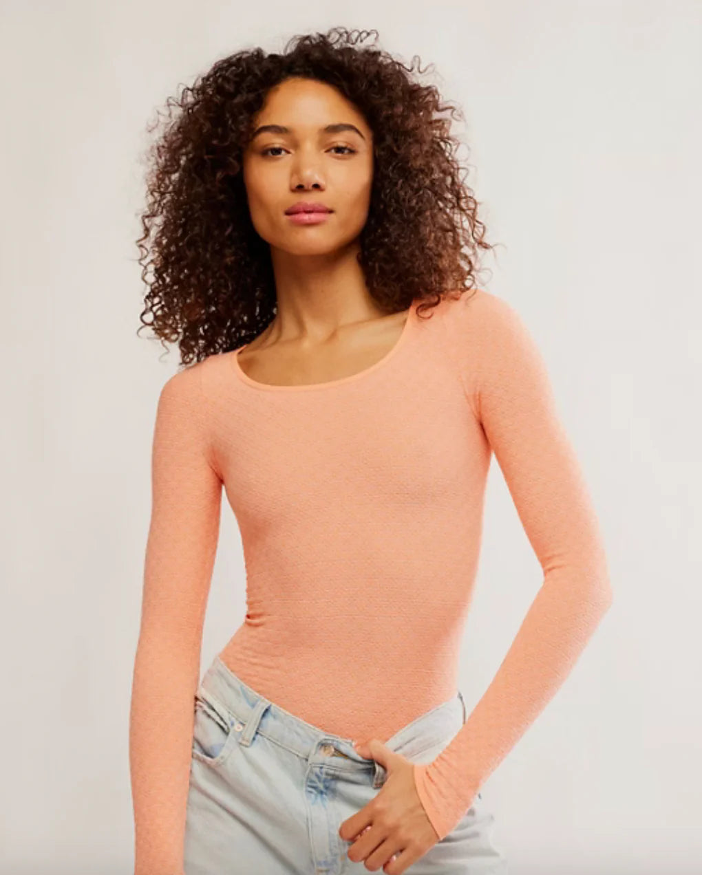 FREE PEOPLE LOVE LETTER LONG SLEEVE SEAMLESS TOP