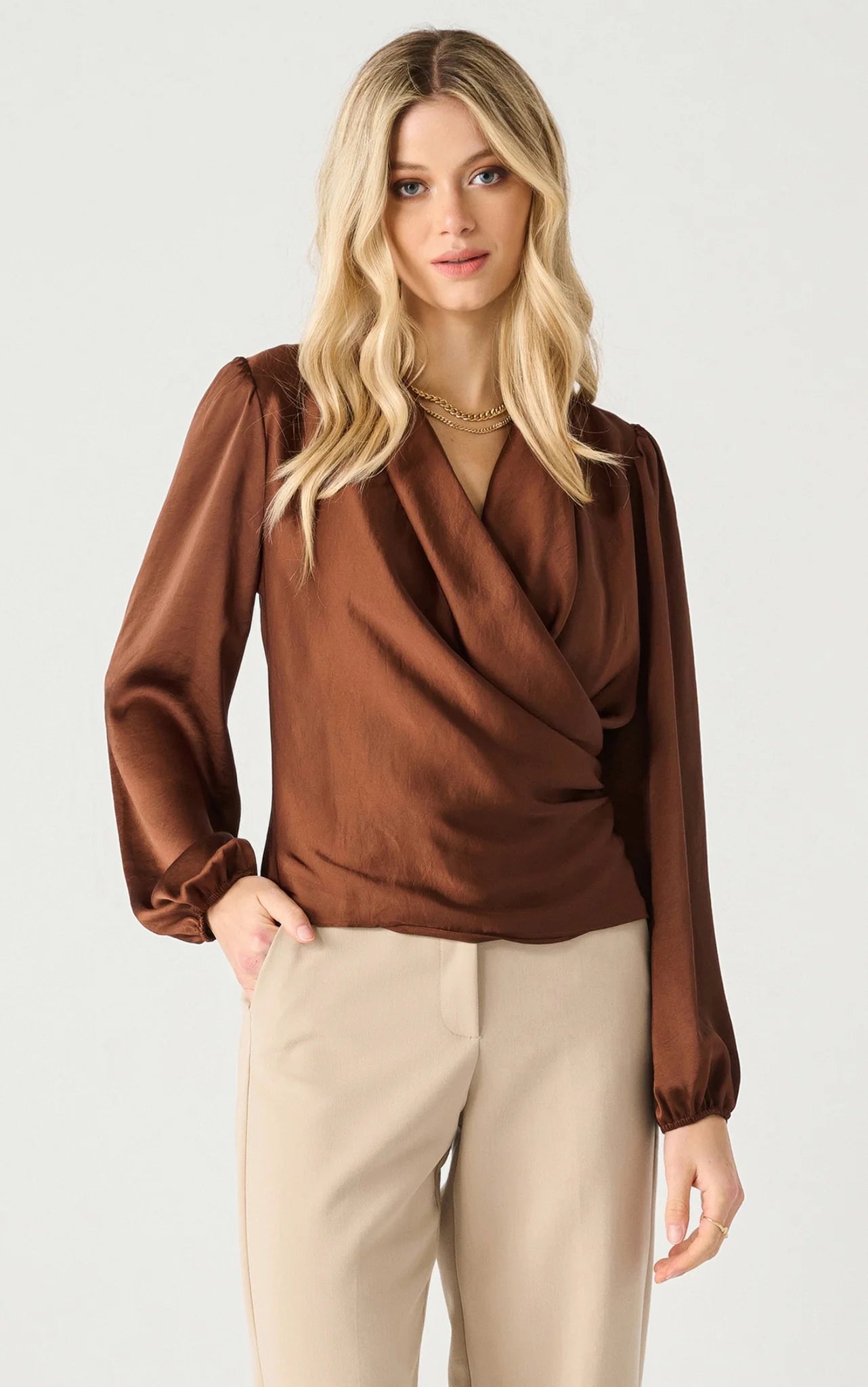 Dex LS Soft Wrap Blouse