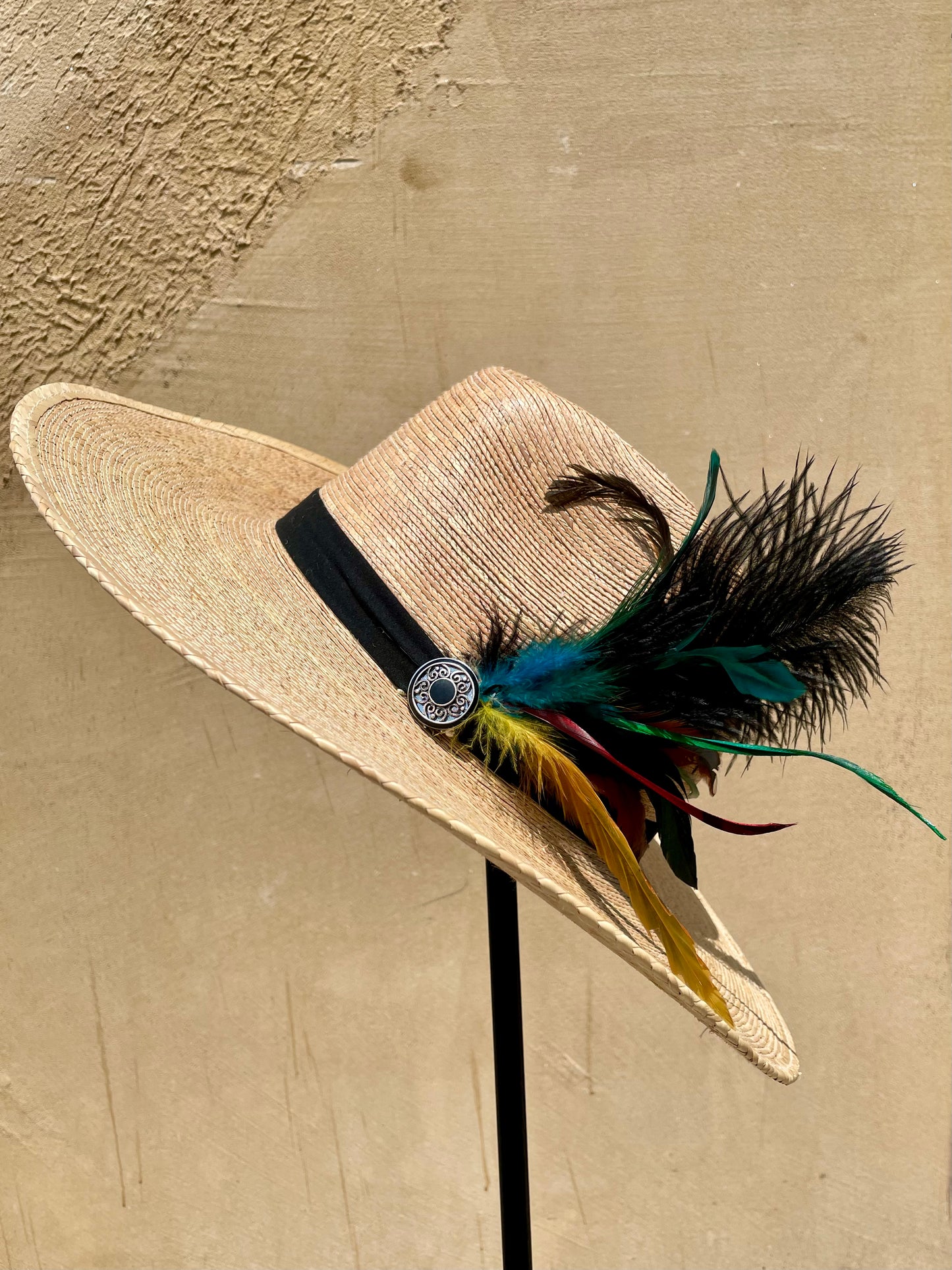 LS Upcycled Wide Western Feather Hat