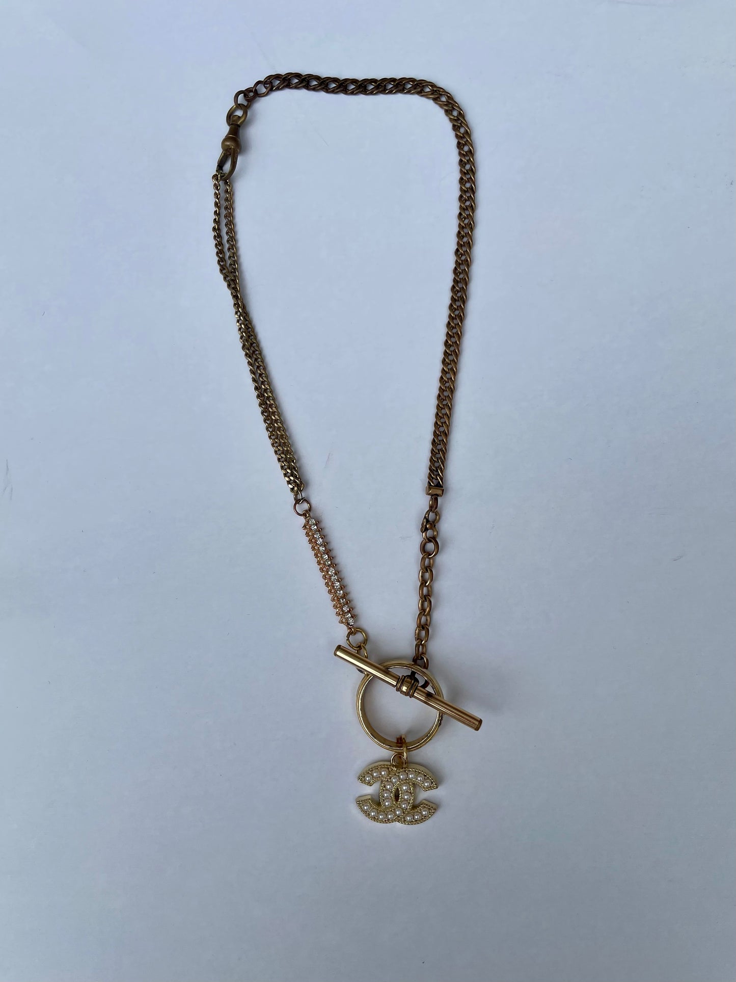 LS Upcycled Pearl CC Lariat Necklace