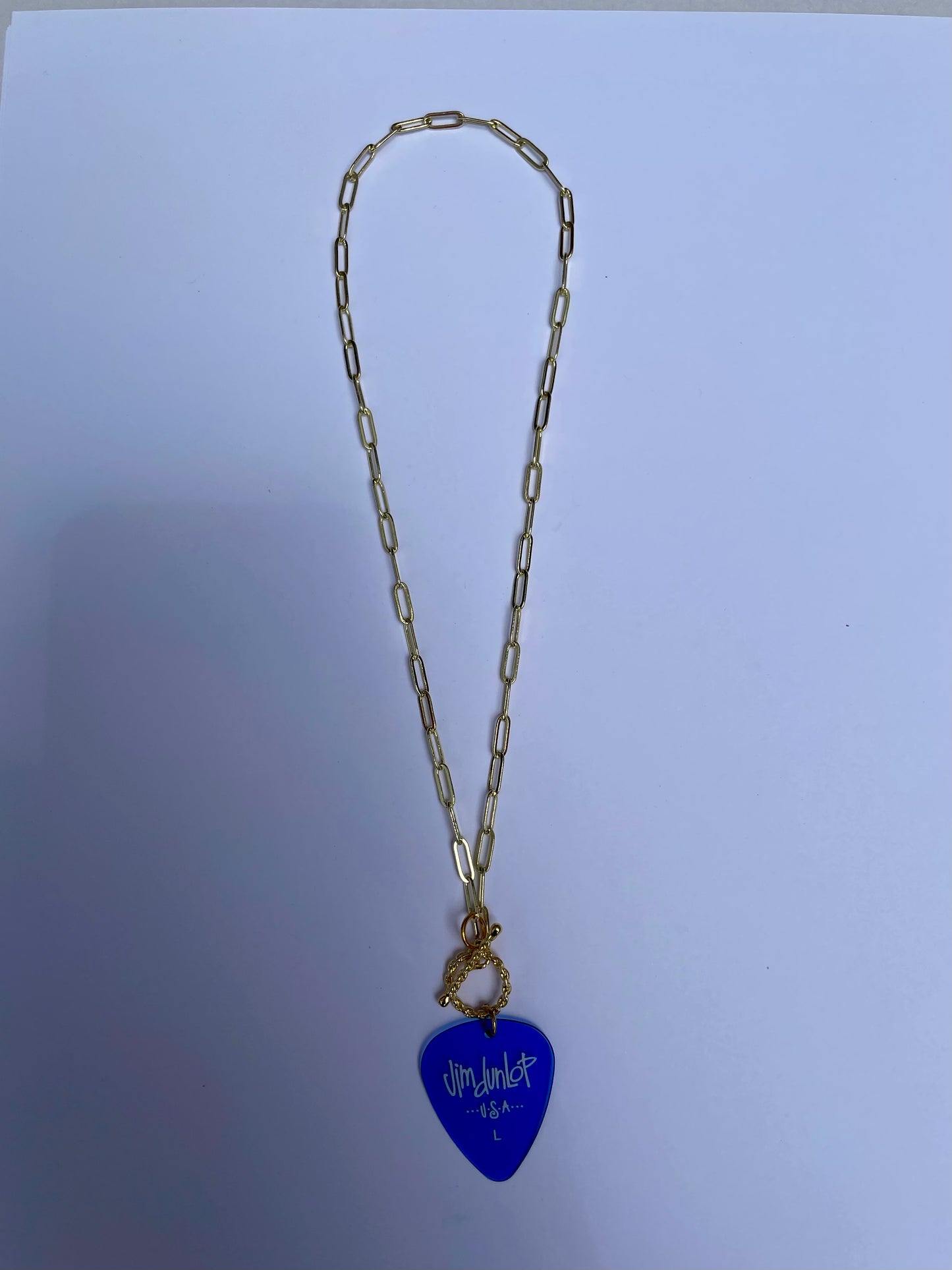 LS Upcycled Navy Dunlop Guitar Pick Necklace