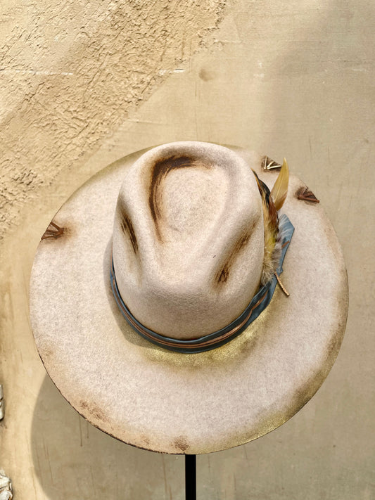 LS Upcycled Wool Burnished & Embellished Hat
