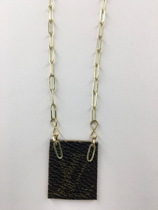 LS Upcycled LV Patch 18kt Gold Chain Necklace