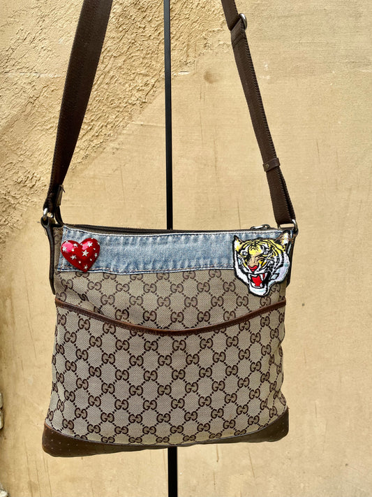 LS Upcycled Heart Tiger GG Purse