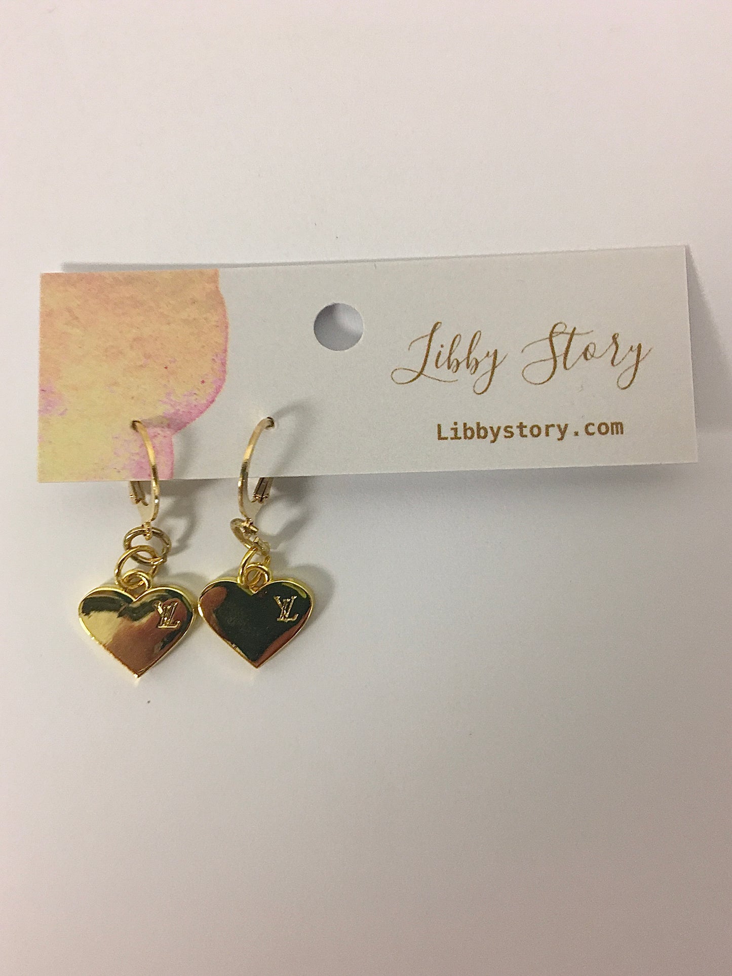 LS Upcycled LV 18K Gold Filled Heart Earring