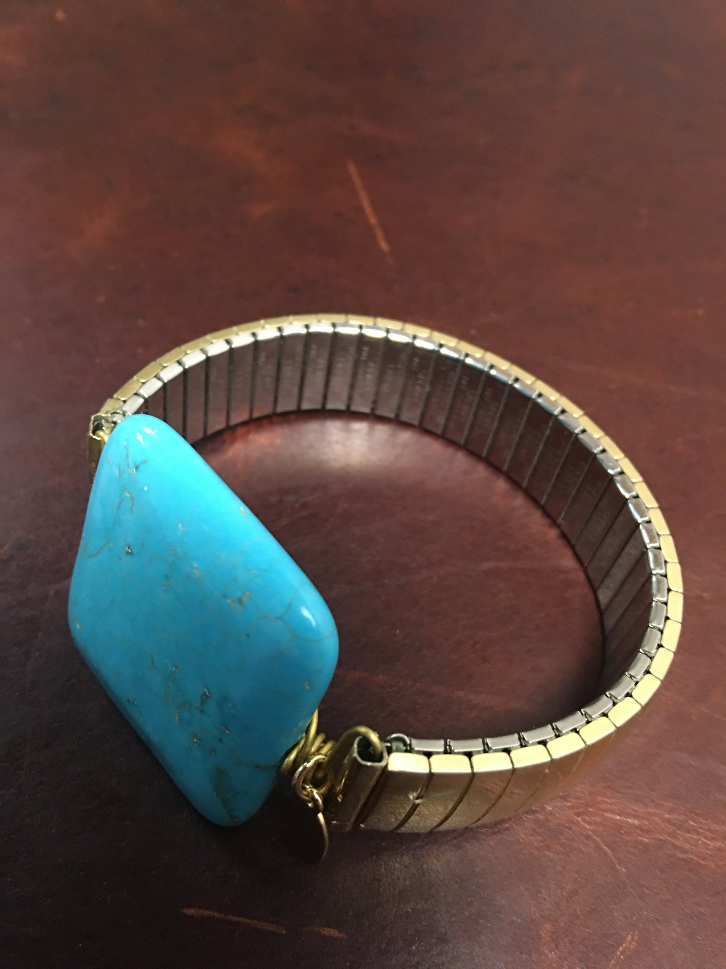 LS Upcycled Vintage Watch Band & Turquoise Stone Bracelet