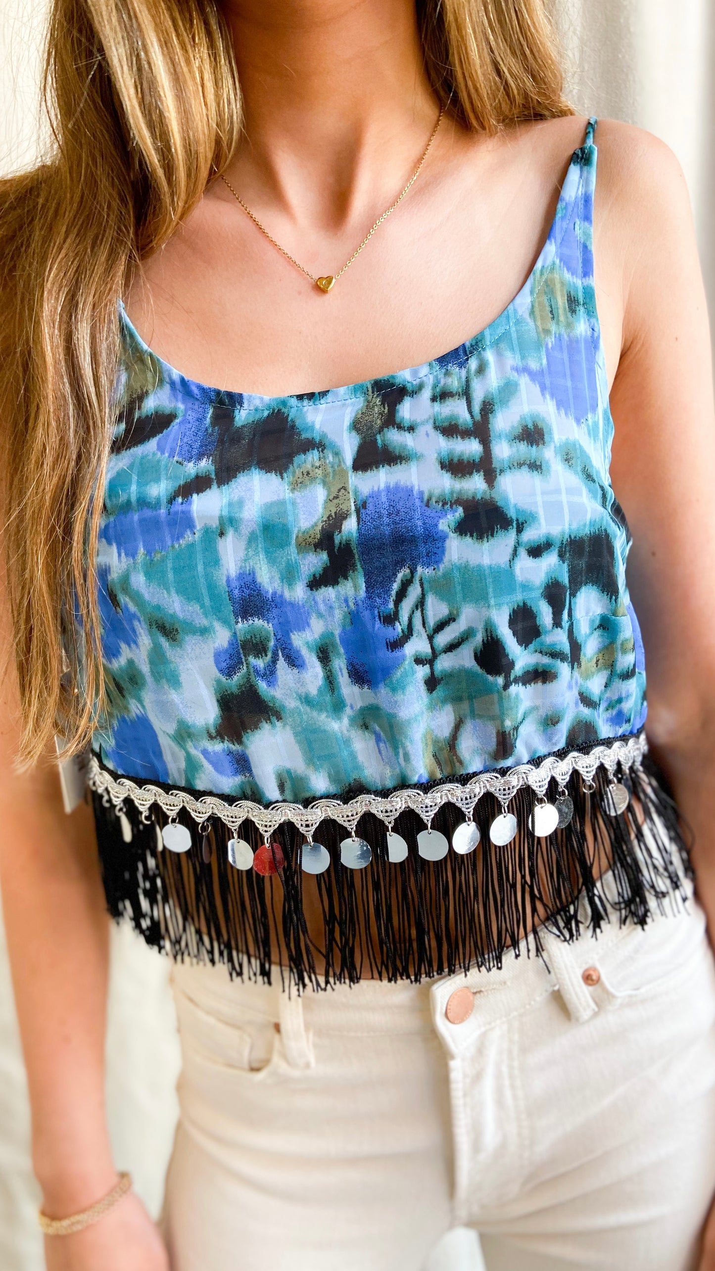 LS Upcycled Ocean Fringe Tank Top