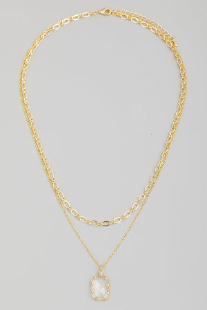 Layered Chain Clear Crystal Necklace