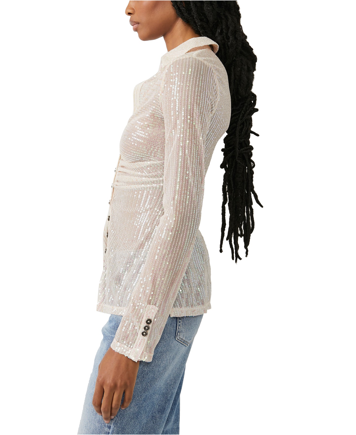 Free People Sequin Shirtee Top