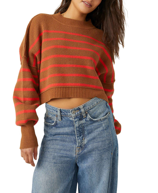Free People Stripe Easy Street Crop Sweater