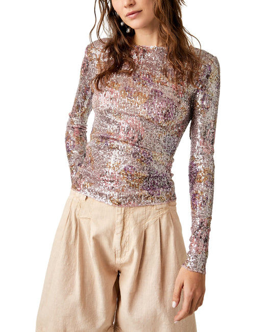 Free People Printed Gold Rush L/S Top