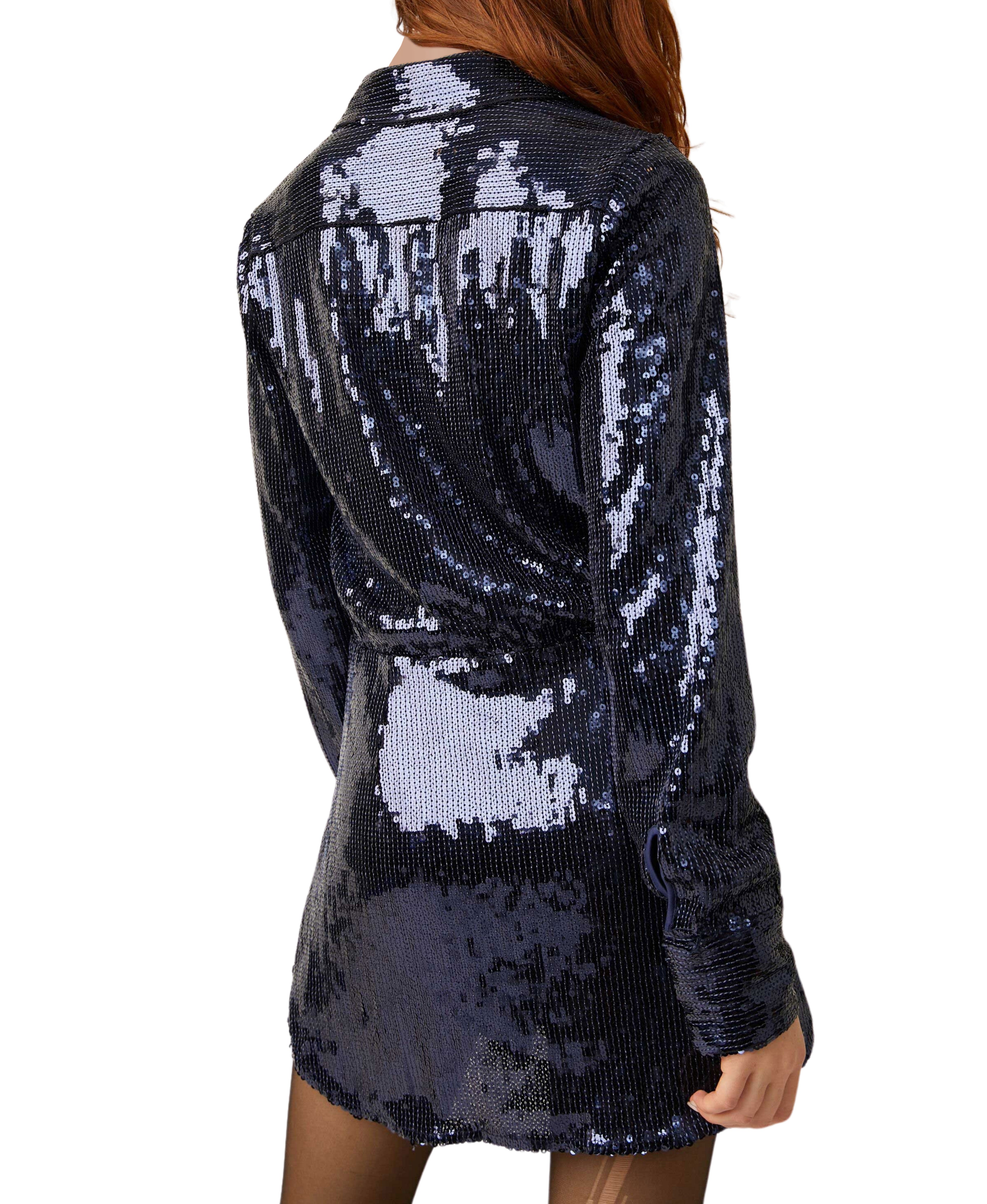 Free People Sophie Sequin Mini Dress XSMALL Midnight Navy