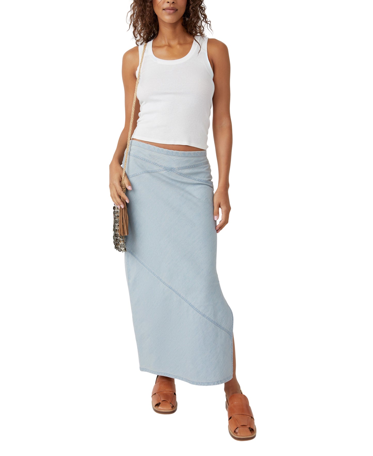 Free People Muse Moment Mid Rise Slip Skirt