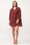 DEAR JOHN LEIGH VELVET BUTTON DOWN TUNIC