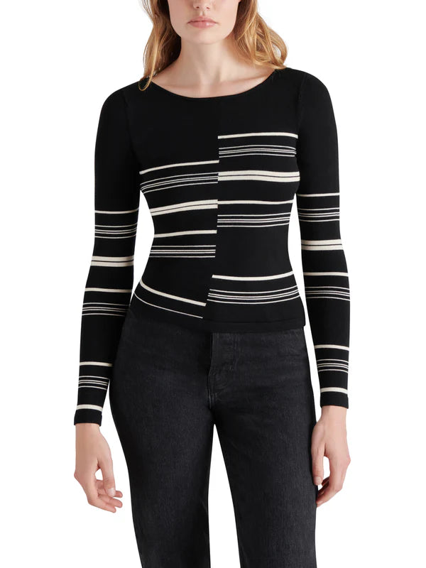 STEVE MADDEN JOANNE MULTI STRIPE SWEATER