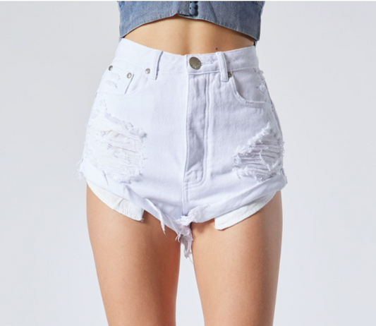 Danika Distressed Side Rolled High Rise Short