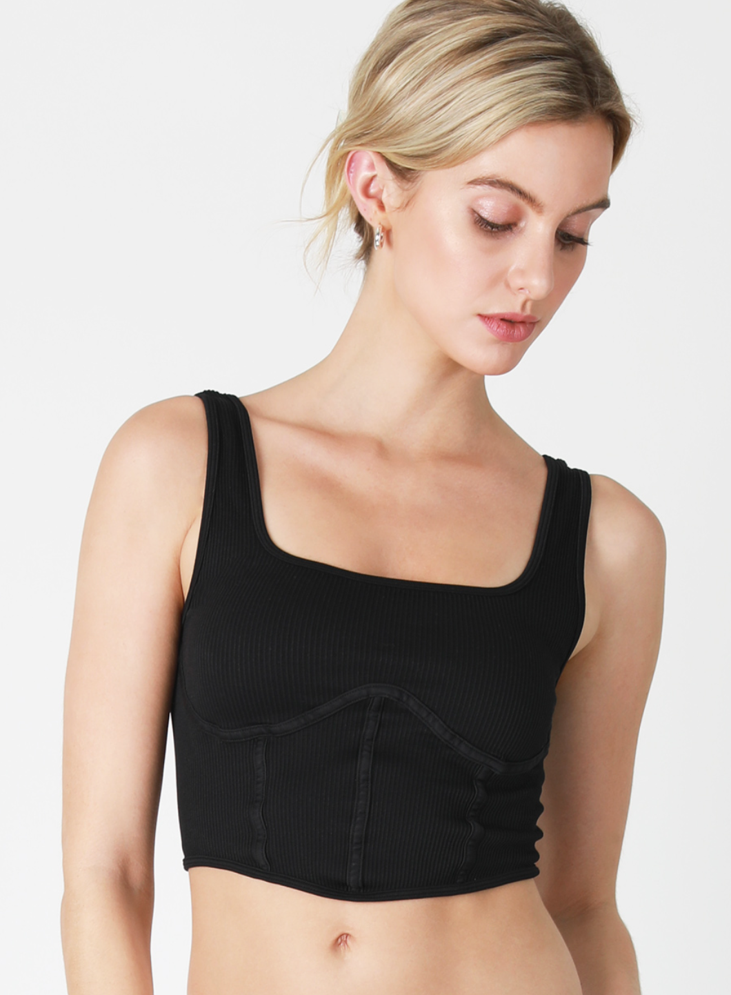 Bailee Ribbed Square Neck Corset Top
