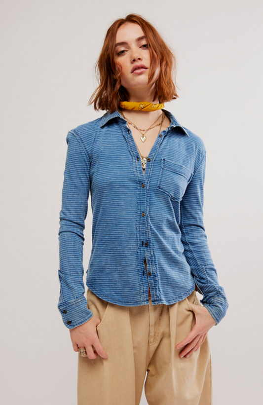 Free People Blue Blue Shirting