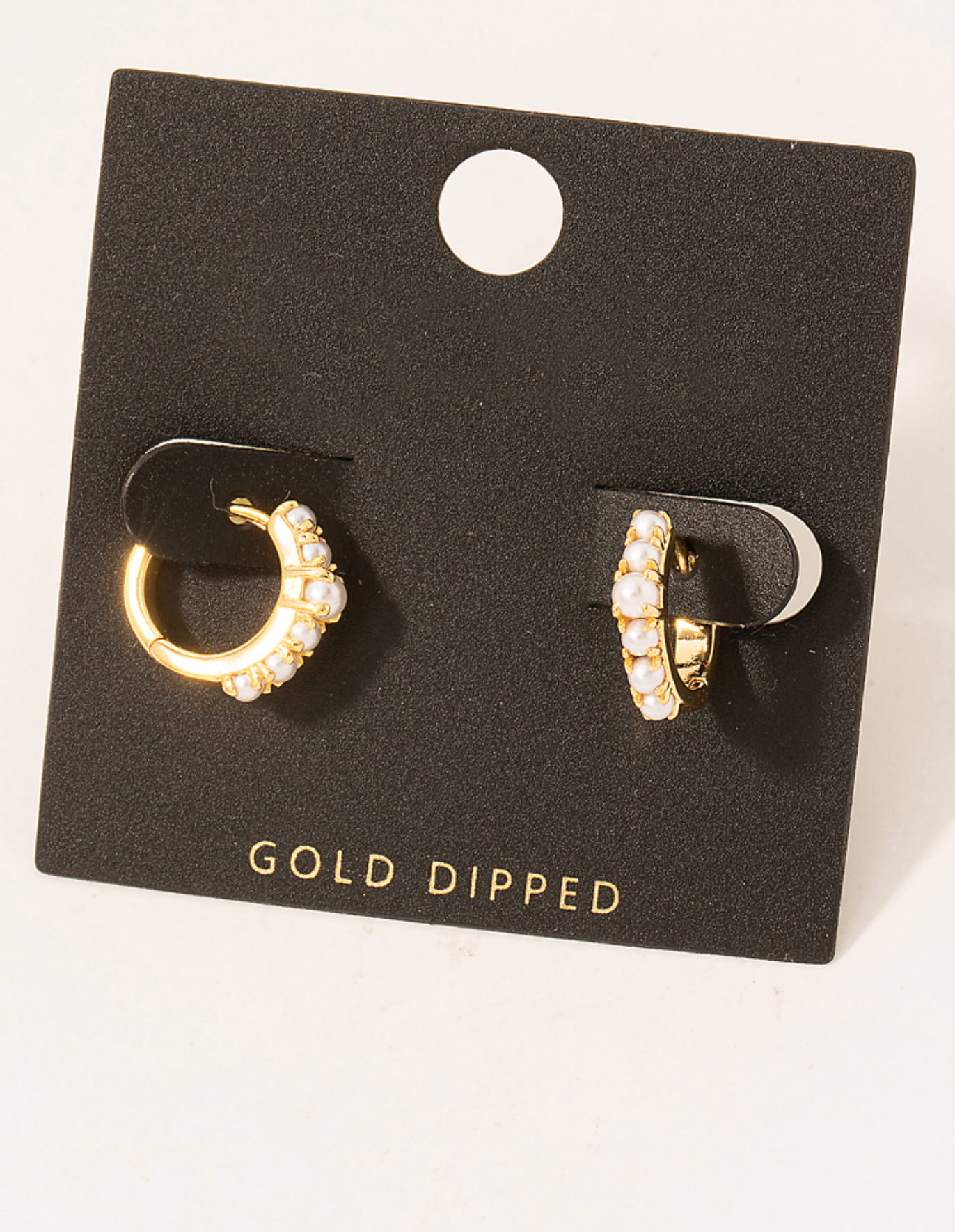 Gold Dipped Mini Pearl Huggie Earrings