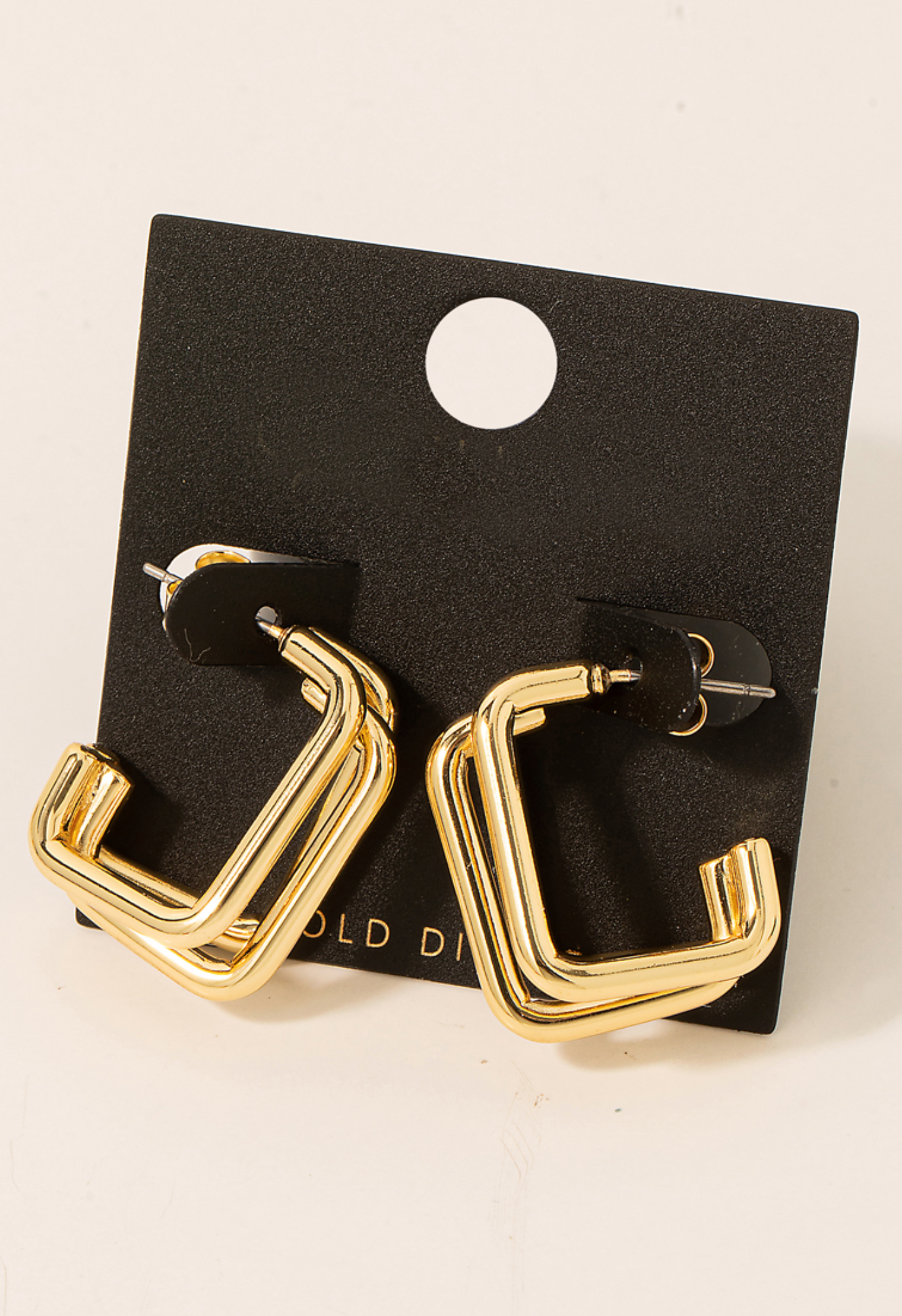 Gold Dipped Layered Square Tube Hoop Earrings