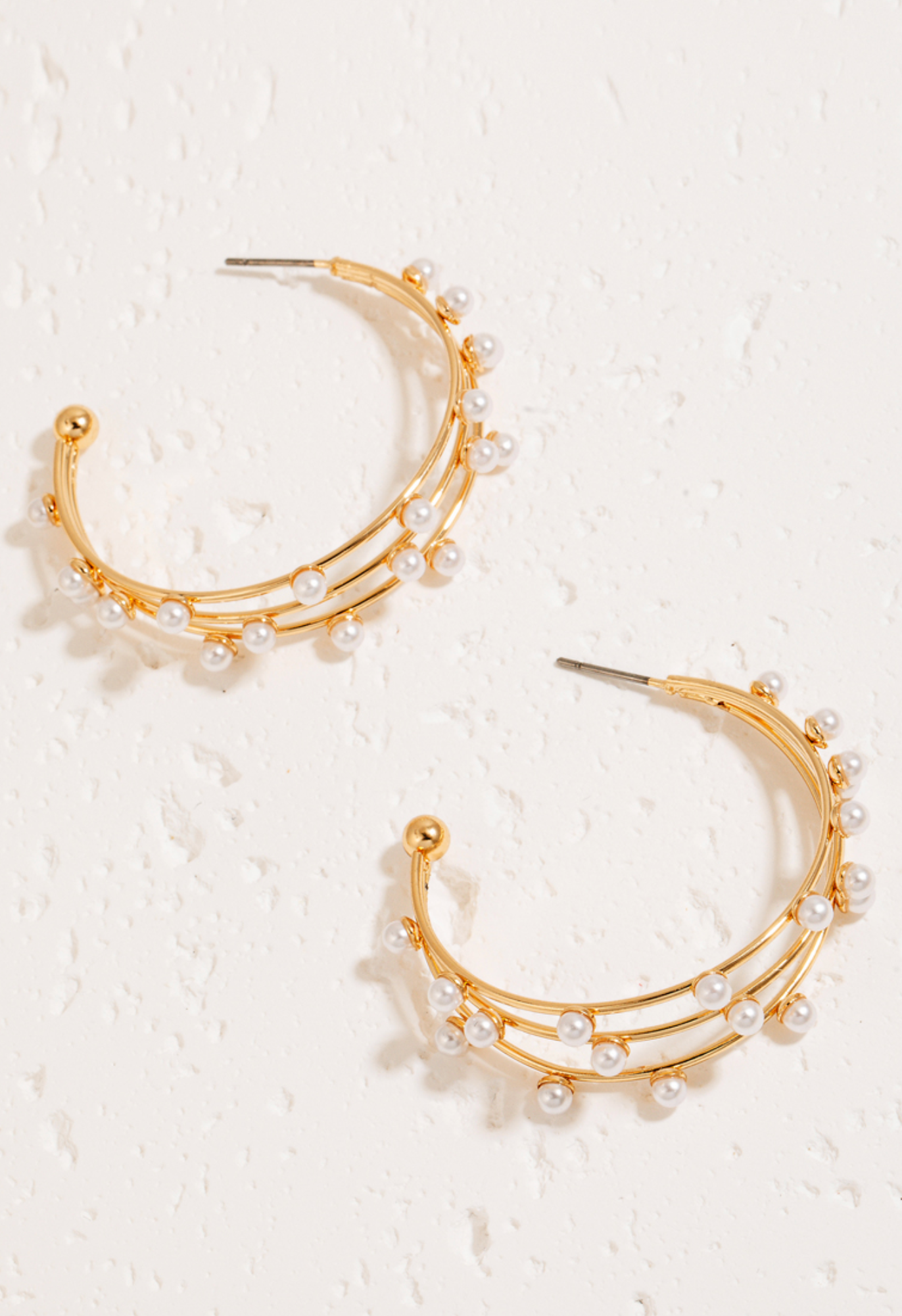 Layered Pearl Studded Hoop Earrings