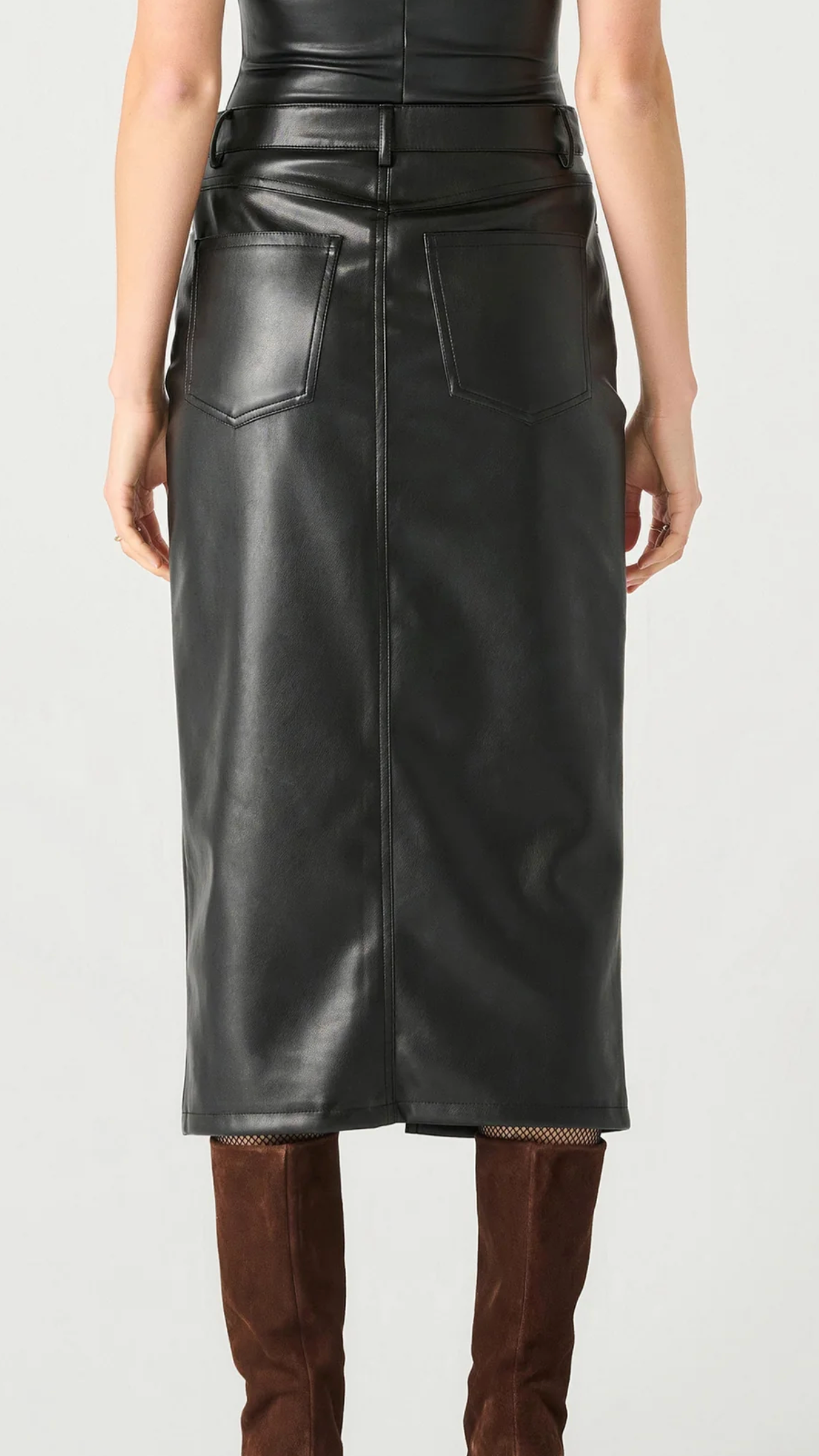 Dex Faux Leather Midi Skirt