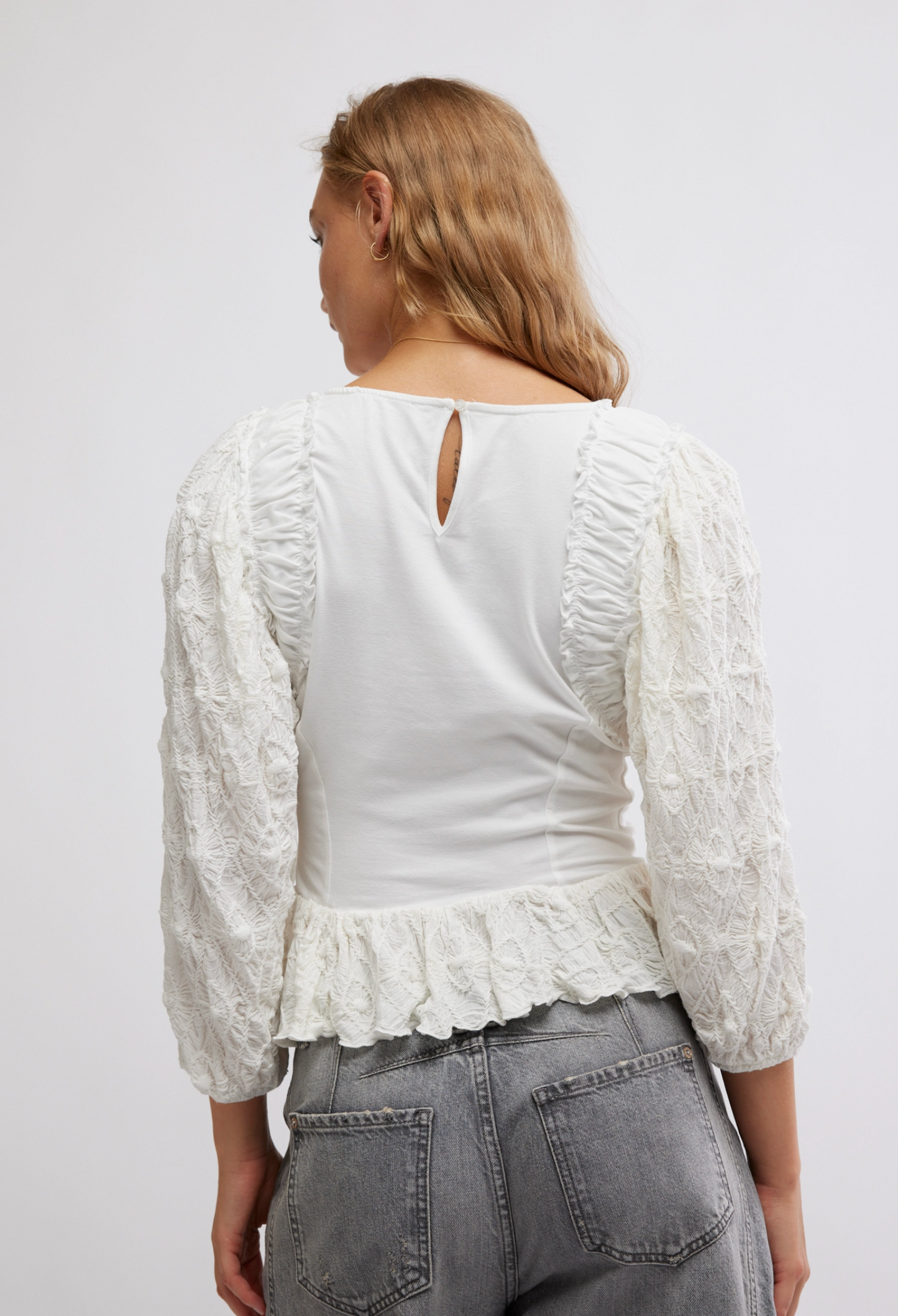 FREE PEOPLE OLIVA TEXTURED SLEEVE TOP