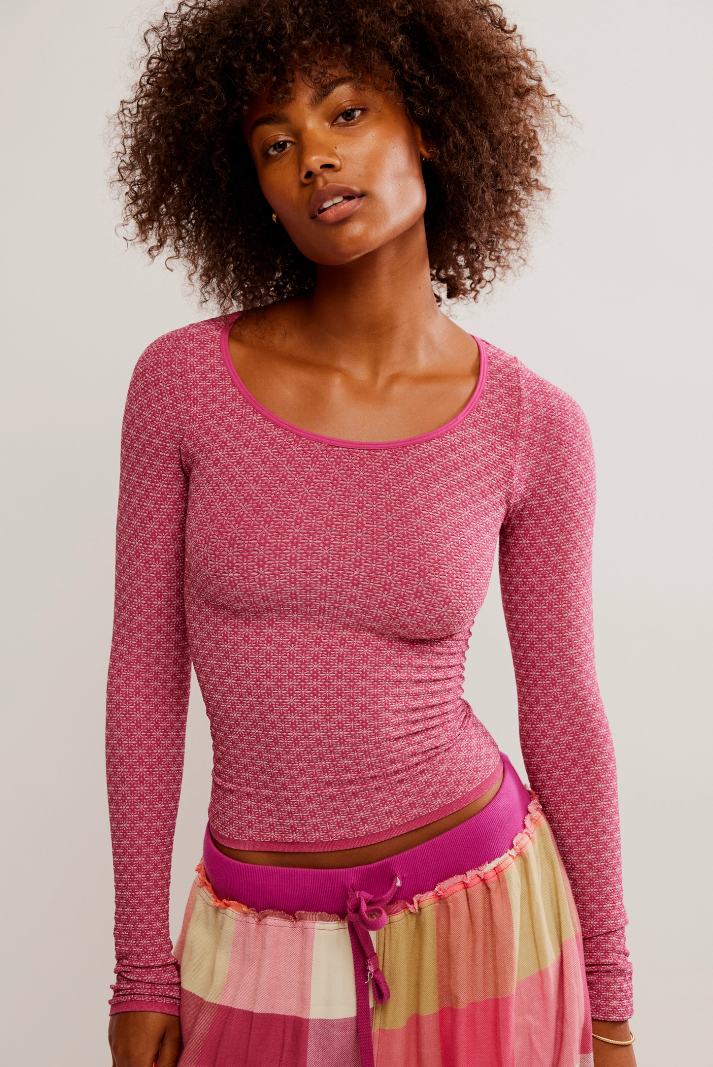 FREE PEOPLE LOVE LETTER LONG SLEEVE SEAMLESS TOP