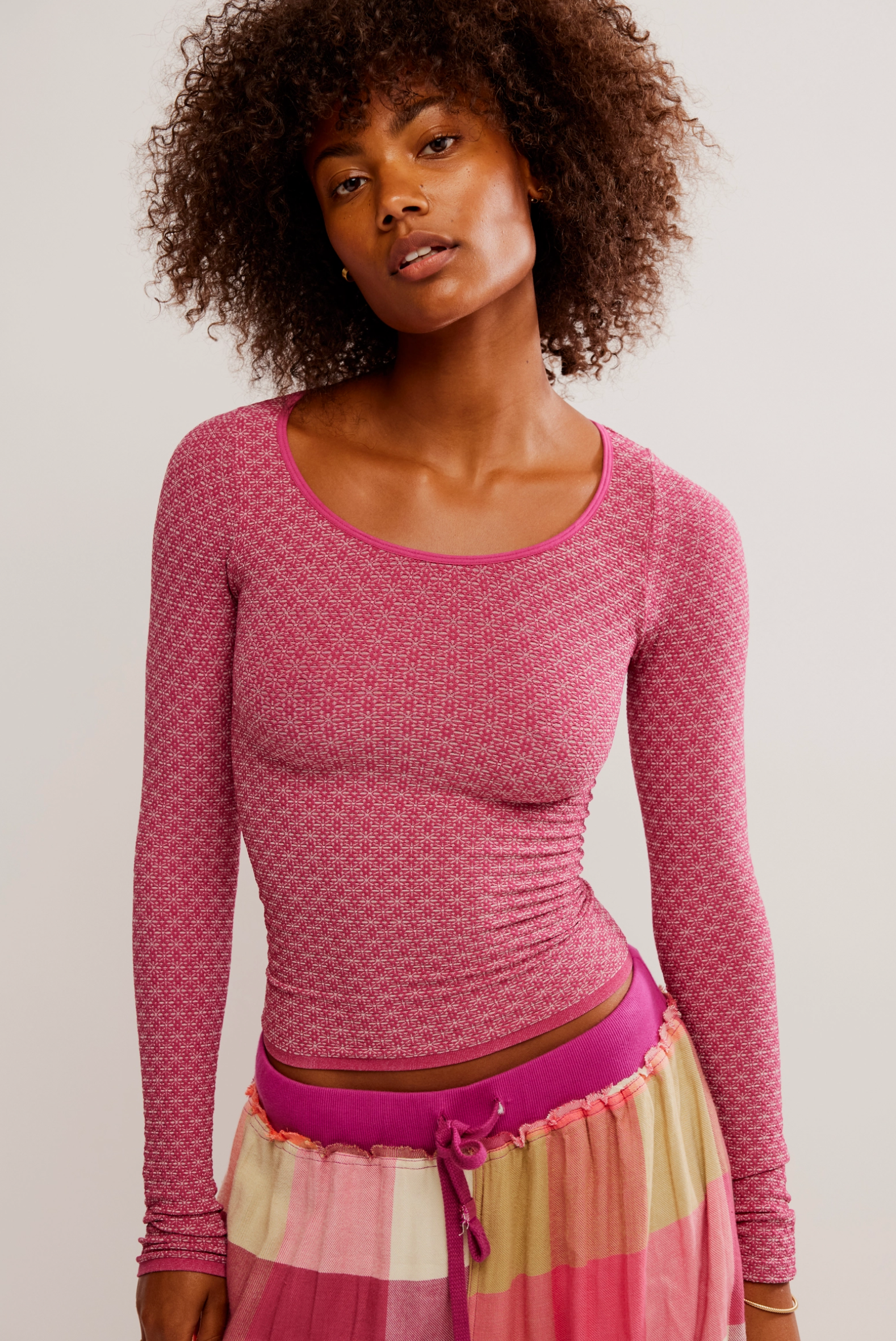 FREE PEOPLE LOVE LETTER LONG SLEEVE SEAMLESS TOP