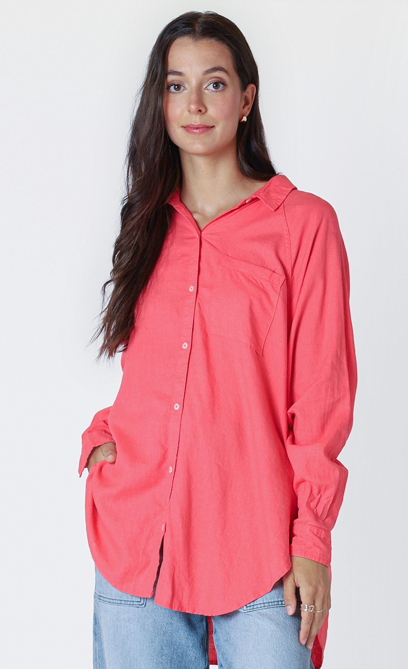 Dex LS Button Front Blouse