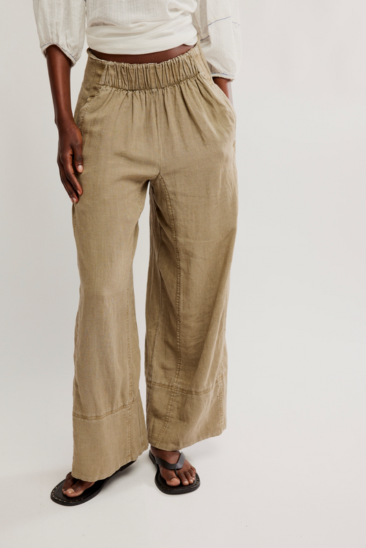 Free People Days End Linen Pull On Pant