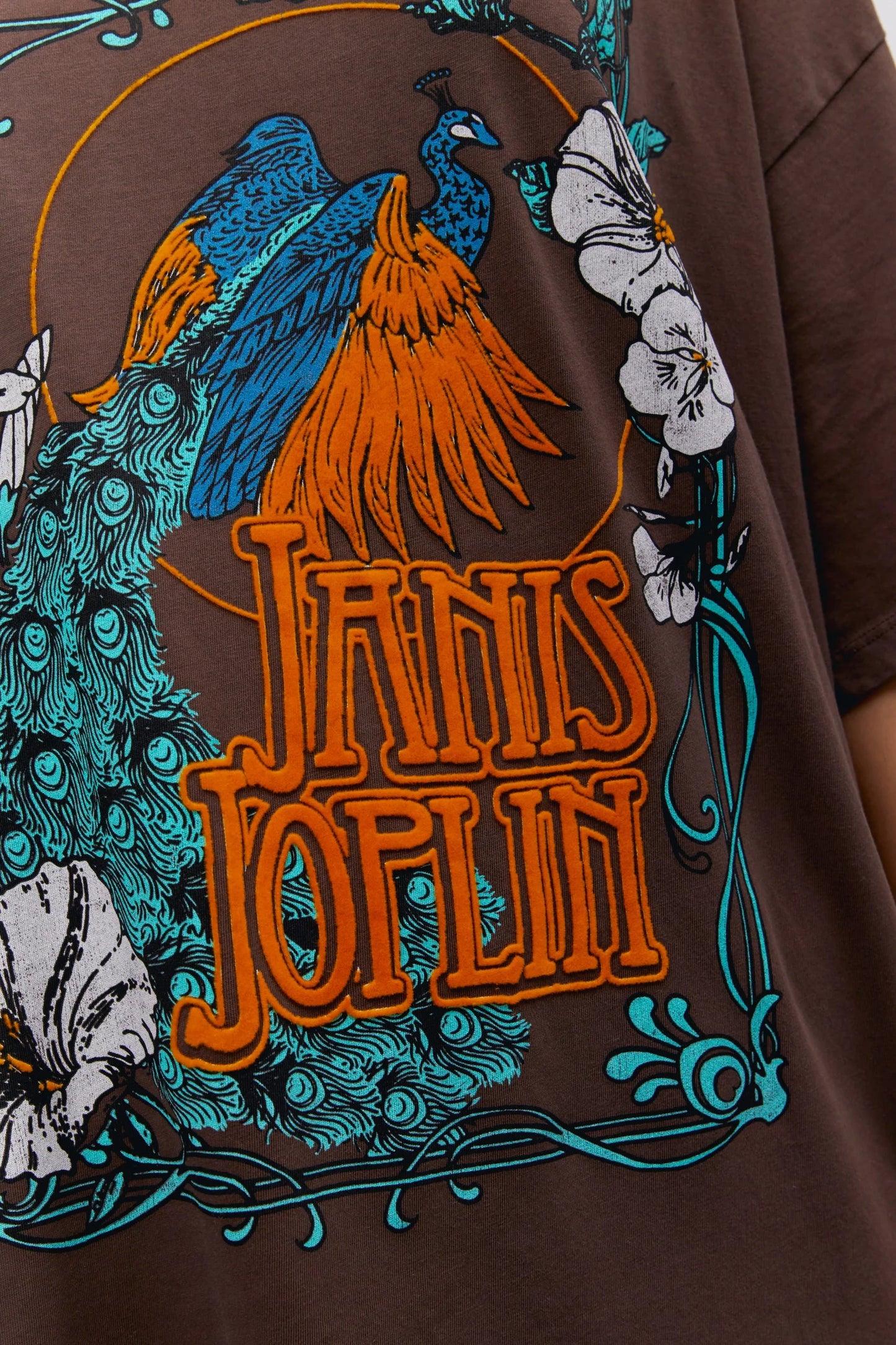 Daydreamer Janis Joplin Floral Peacock OS Tee