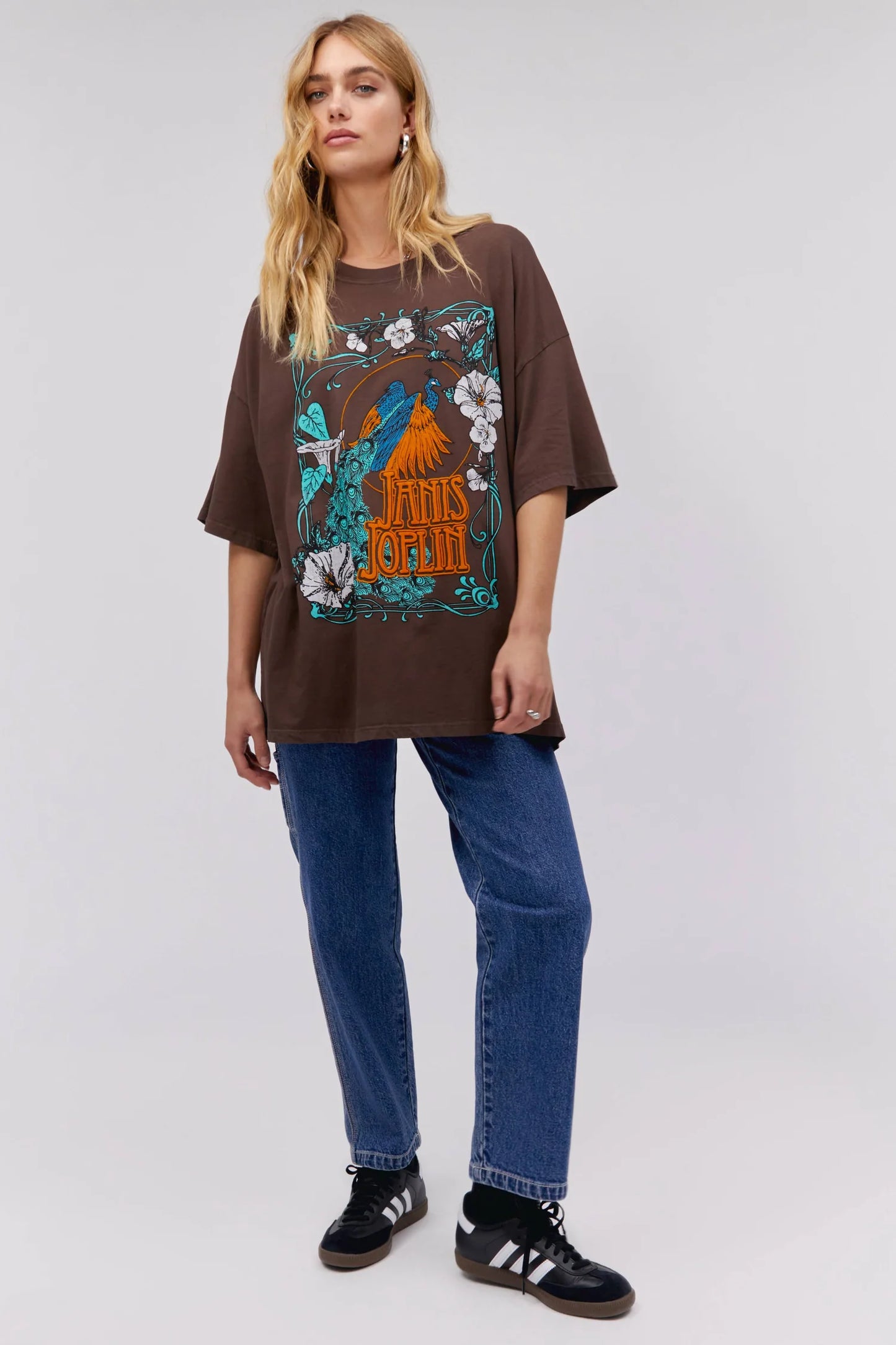 Daydreamer Janis Joplin Floral Peacock OS Tee