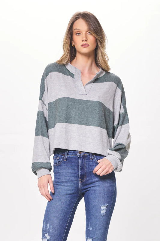 Vintage Havana Striped Rugby Long Sleeve Top