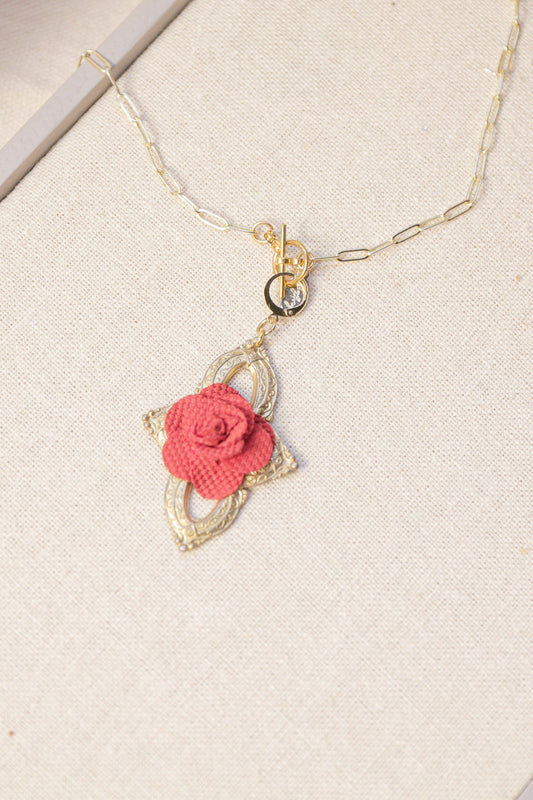 LS Upcycled Floral Pendant Necklace