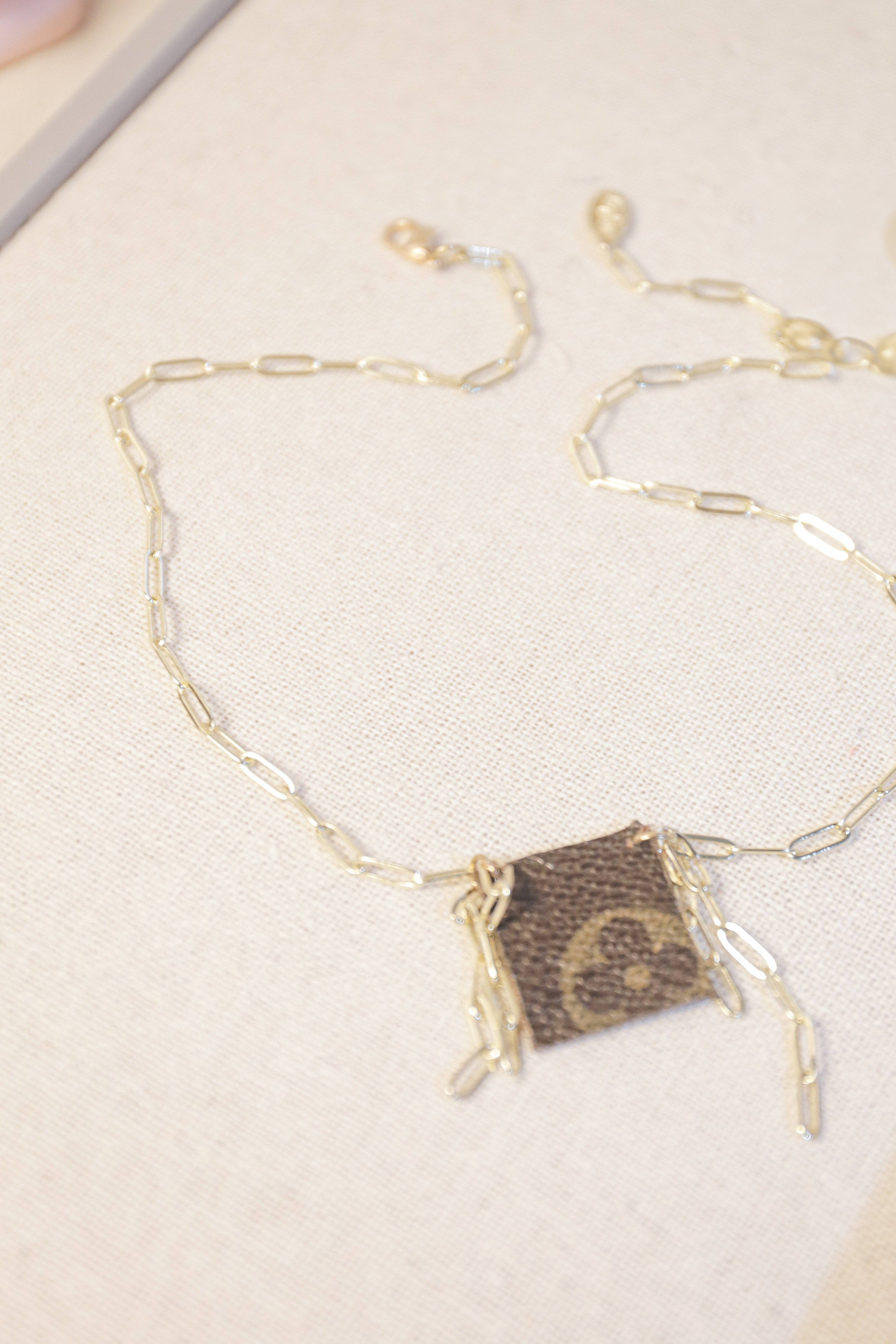 LS Upcycled LV Patch 18kt Gold Chain Necklace