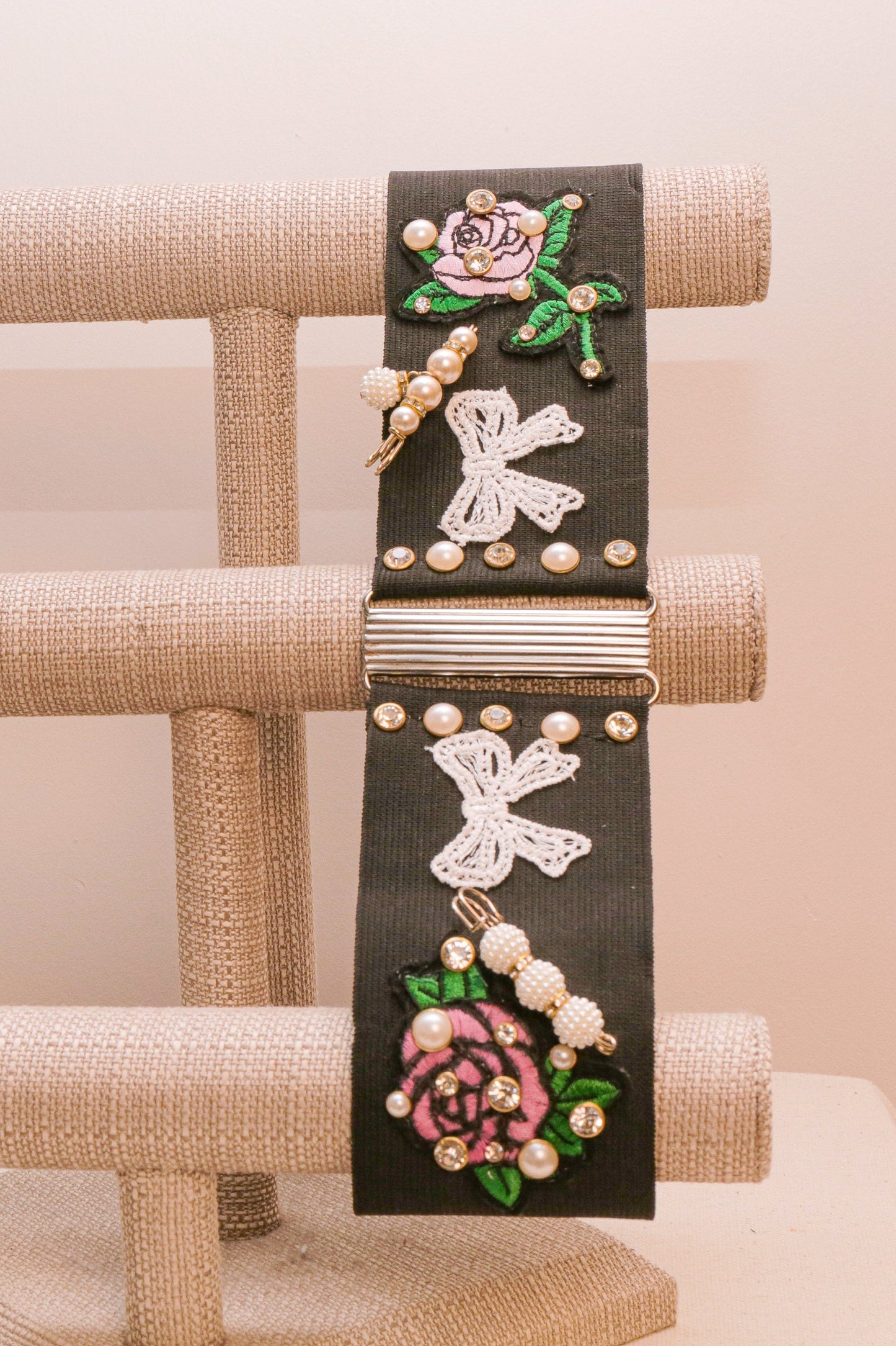 LS Upcycled Vintage Pearls & Embroidered Patches Belt