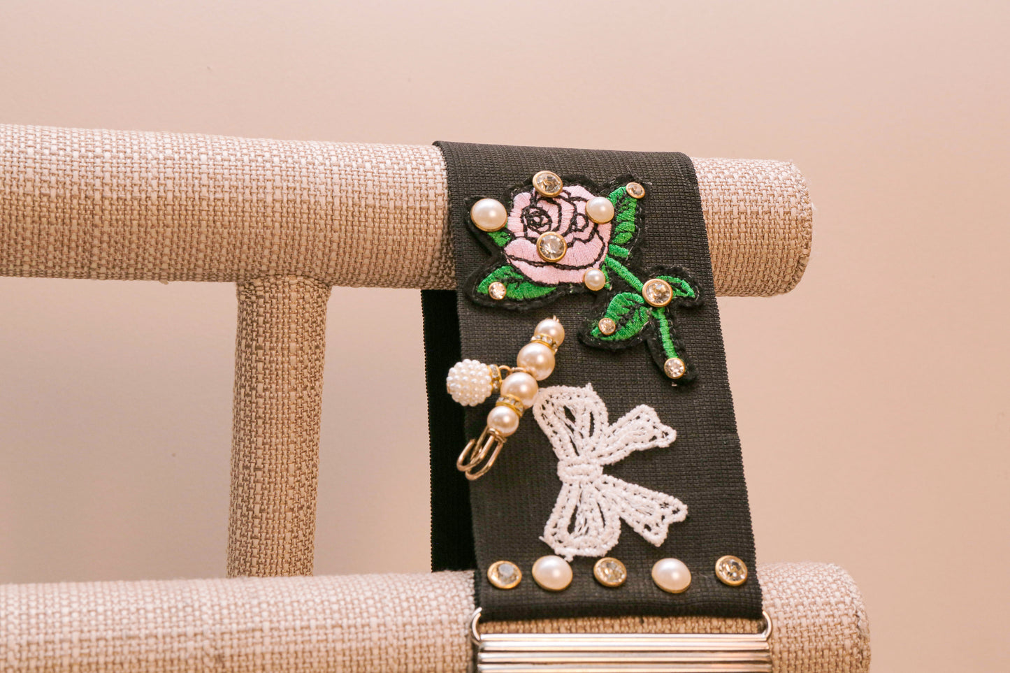 LS Upcycled Vintage Pearls & Embroidered Patches Belt