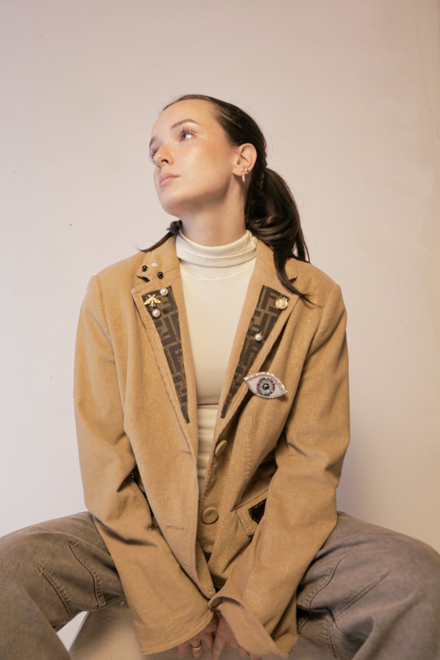 OOAK Vintage Chains and Pins Fendi Patch Blazer