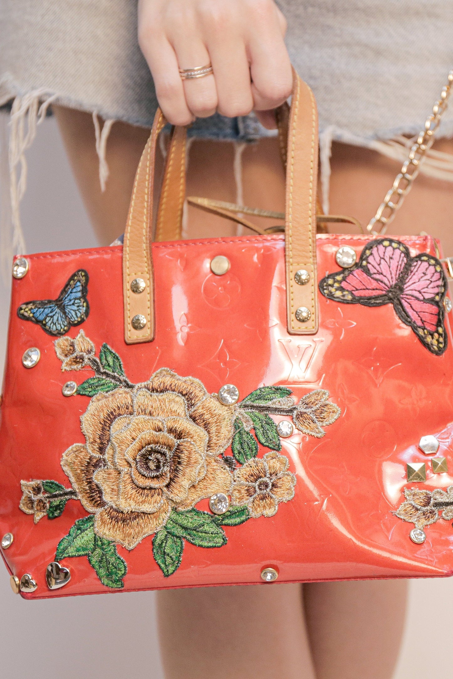 LS Upcycled Vintage LV Floral Butterflies Purse