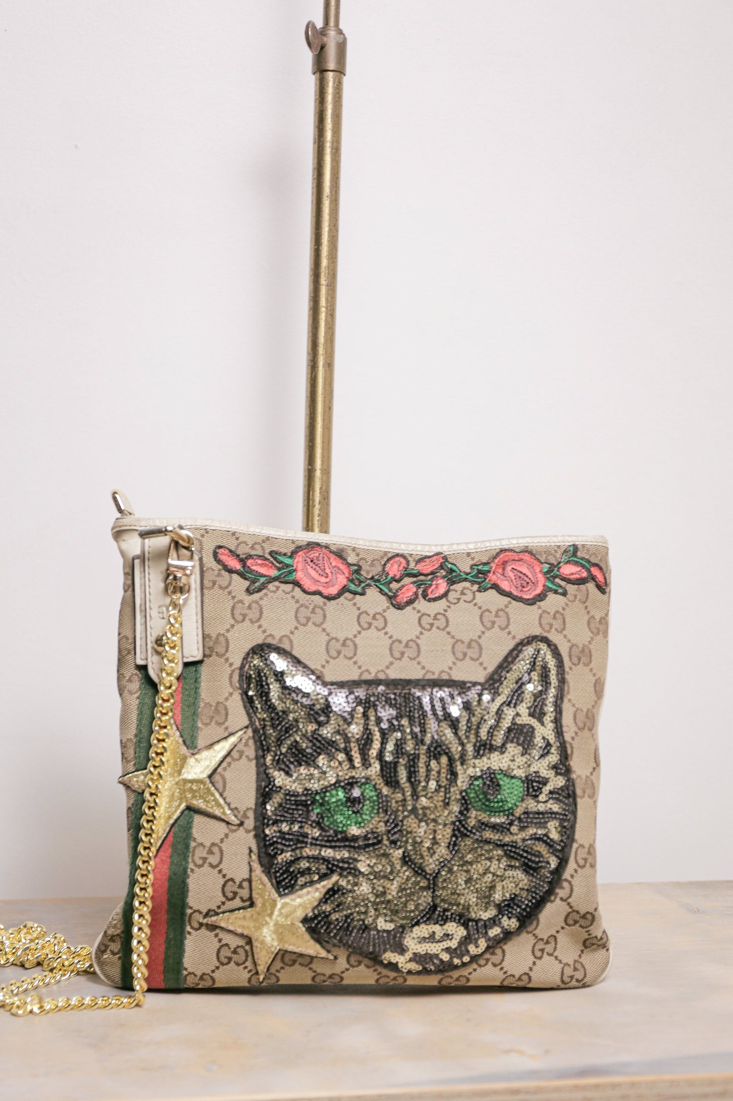 Authentic Vintage Sequin Cat Gucci Purse | One-of-a-Kind